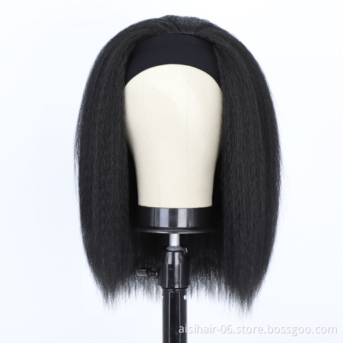 16inch brazilian good yaki curly loose wave accessories wig grip headband attached synthetic headband wigs for black wome